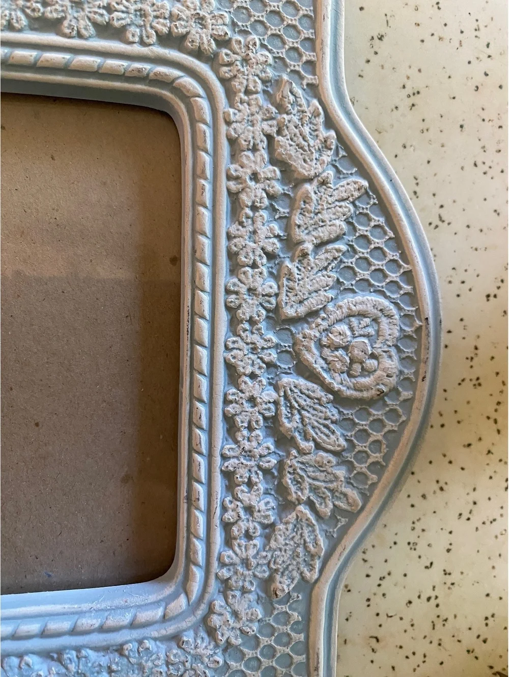 Baby blue ceramic cottagecore shabby chic 5x7 picture frame